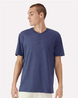 Unisex CVC Henley Tee American Apparel Heather Indigo