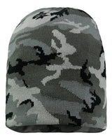 8" Beanie Sportsman Grey Camo One Size