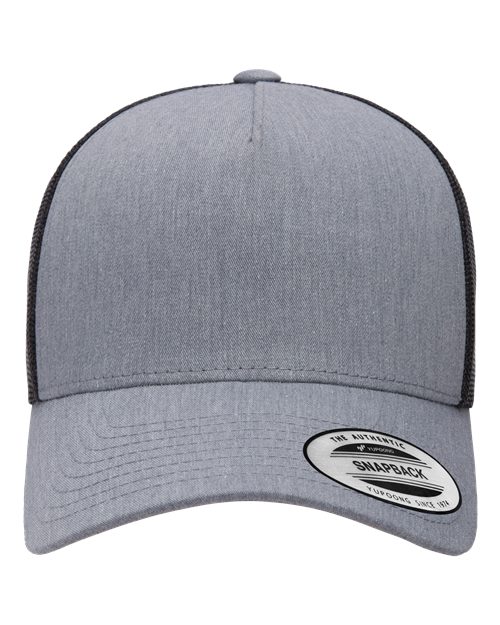 Five-Panel Retro Trucker Cap YP Classics Heather Black Adjustable