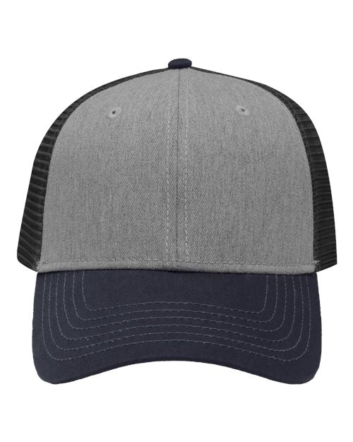 Traditional Lo-Pro Mesh Back Trucker Fit Cap Sportsman Heather Grey Charcoal Navy Adjustable