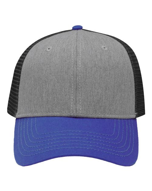 Traditional Lo-Pro Mesh Back Trucker Fit Cap Sportsman Heather Grey Charcoal Royal Adjustable