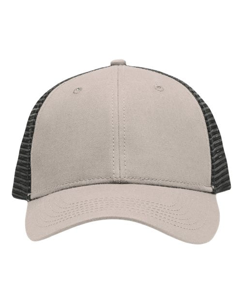 Traditional Lo-Pro Mesh Back Trucker Fit Cap Sportsman Chino Khaki Black Adjustable