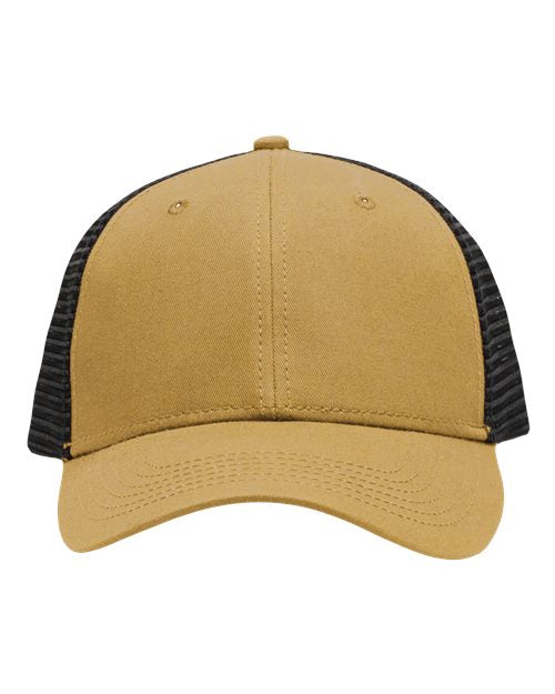 Traditional Lo-Pro Mesh Back Trucker Fit Cap Sportsman Chino Vegas Gold Black Adjustable