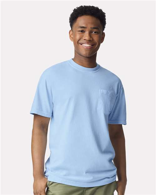 Unisex Garment-Dyed Heavyweight Pocket T-Shirt Comfort Colors Hydrangea