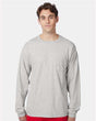 Men's Authentic Long Sleeve Pocket T-Shirt Hanes Light Steel S