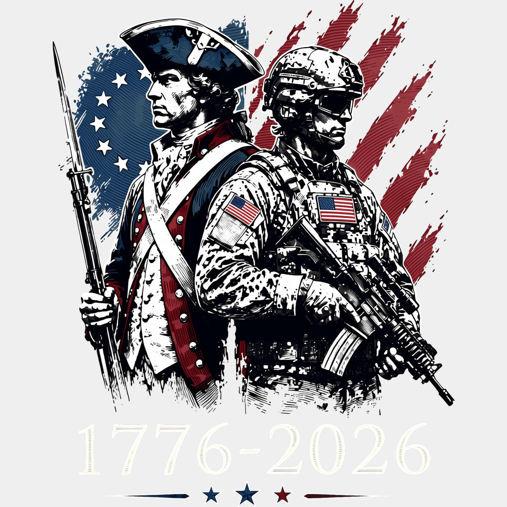 1776-2026 - Army DTF Transfers - Adult Unisex - S & M (10’’) / Light Color Design (See Imaging)