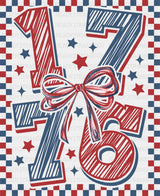 1776 Red And Blue Checkers And Stars - 4th Of July DTF Transfer