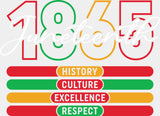 1865 Juneteenth History Culture Excellence Respect - Juneteenth DTF Transfer Adult Unisex - S & M (10’’) / Light Color