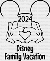 2024 Disney Family Vacation Dtf Transfer Adult Unisex - S & M (10’) / Black