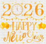 2026 Happy New Year Gold Clock - New Year DTF Transfer