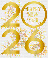 2026 Yellow Fireworks - New Year DTF Transfer