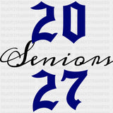 2027 Senior Gothic - Senior DTF Transfers - Adult Unisex - S & M (10’’) / Dark Color Design (See Imaging)