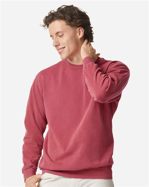 Unisex Garment-Dyed Crewneck Sweatshirt Comfort Colors Crimson