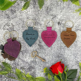 Custom Engraved Leather Keychain – Heart