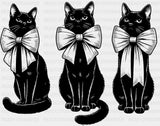 3 Cats With Bowtie - Cats DTF Transfer Adult Unisex - S & M (10’’) / Dark Color Design (See Imaging)