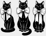 3 Cats With Bowtie - Cats DTF Transfer Adult Unisex - S & M (10’’) / Light Color Design (See Imaging)