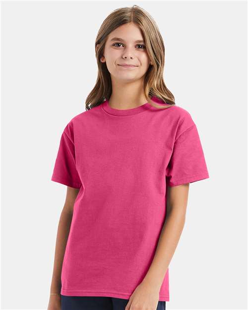 Youth Authentic T-Shirt Hanes Wow Pink