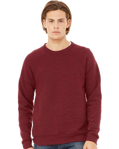 Unisex Sponge Fleece Raglan Crewneck Sweatshirt BELLA + CANVAS Cardinal Triblend