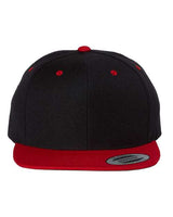 Premium Flat Bill Snapback Cap YP Classics Black Red Adjustable