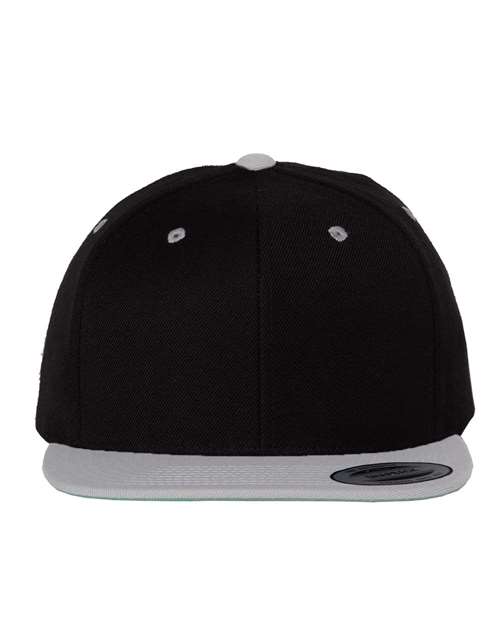 Premium Flat Bill Snapback Cap YP Classics Black Silver Adjustable