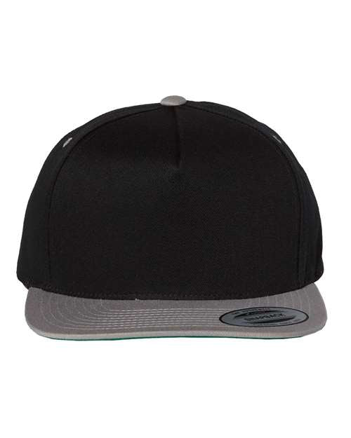 Five-Panel Cotton Twill Snapback Cap YP Classics Black Grey Adjustable