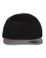 Five-Panel Cotton Twill Snapback Cap YP Classics Black Grey Adjustable