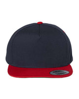 Five-Panel Cotton Twill Snapback Cap YP Classics Navy Red Adjustable