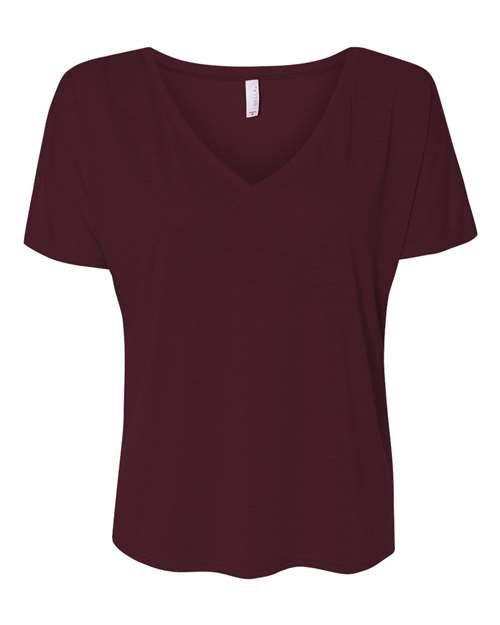 Women’s Slouchy V-Neck Tee BELLA + CANVAS Maroon