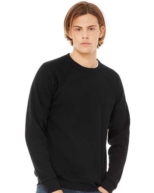 Unisex Sponge Fleece Raglan Crewneck Sweatshirt BELLA + CANVAS Black