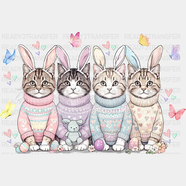 4 Cats And Butterflies - Easter DTF Transfer