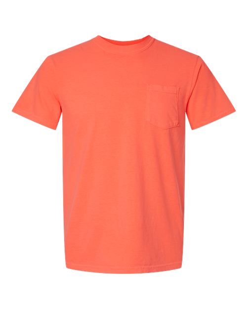 Unisex Garment-Dyed Heavyweight Pocket T-Shirt Comfort Colors Neon Red Orange
