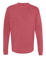 Unisex Garment-Dyed Heavyweight Long Sleeve Pocket T-Shirt Comfort Colors Crimson