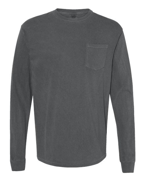 Unisex Garment-Dyed Heavyweight Long Sleeve Pocket T-Shirt Comfort Colors Pepper
