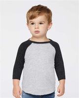 Toddler Baseball Fine Jersey Three-Quarter Sleeve Tee Rabbit Skins Vintage Heather Vintage Smoke