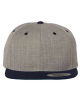 Premium Flat Bill Snapback Cap YP Classics Heather Grey Navy Adjustable