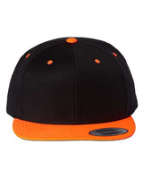 Premium Flat Bill Snapback Cap YP Classics Black Neon Orange Adjustable