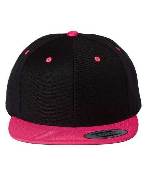 Premium Flat Bill Snapback Cap YP Classics Black Neon Pink Adjustable