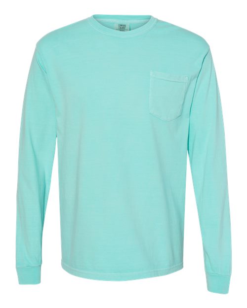 Unisex Garment-Dyed Heavyweight Long Sleeve Pocket T-Shirt Comfort Colors Chalky Mint