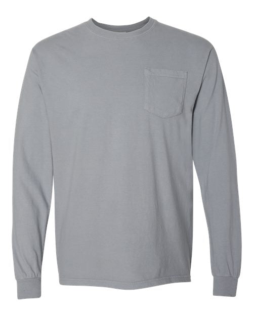 Unisex Garment-Dyed Heavyweight Long Sleeve Pocket T-Shirt Comfort Colors Granite