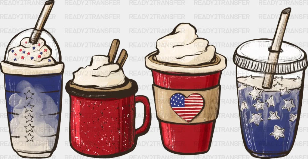 4Th Of July Coffee Dtf Heat Transfer Independence Day Design Fourth