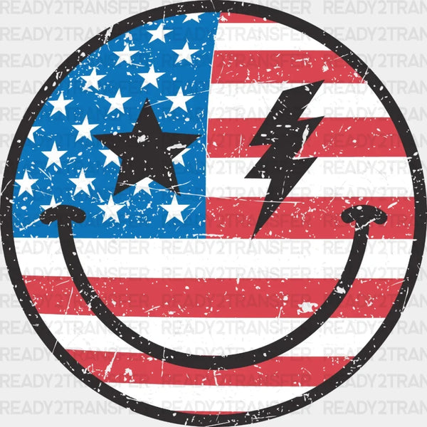 4th Of July Smiley Face DTF Heat Transfer, Independence Day Design, Fourth Of July DTF