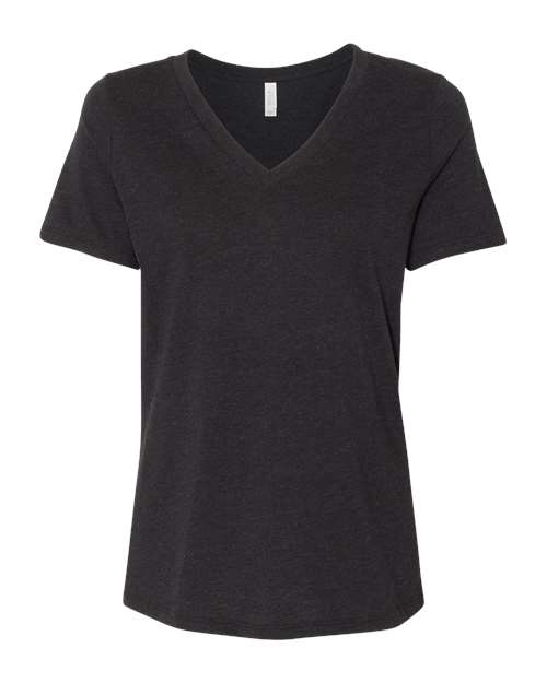 Women's Relaxed Heather CVC V-Neck Tee BELLA + CANVAS Black Heather
