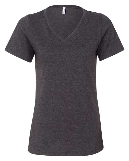 Women's Relaxed Heather CVC V-Neck Tee BELLA + CANVAS Dark Grey Heather