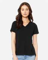 Women's Relaxed Triblend V-Neck Tee BELLA + CANVAS Solid Black Triblend