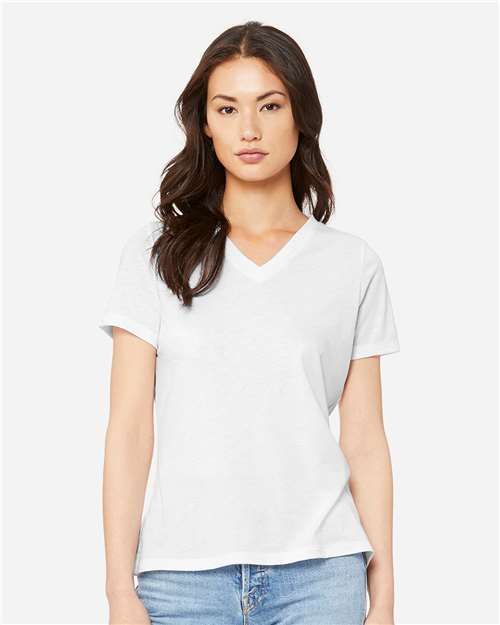 Women's Relaxed Triblend V-Neck Tee BELLA + CANVAS Solid White Triblend