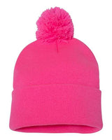 12" Pom-Pom Cuffed Beanie Sportsman Neon Pink One Size