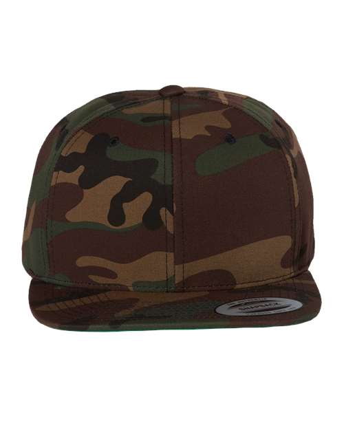 Premium Flat Bill Snapback Cap YP Classics Green Camo Adjustable