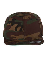 Premium Flat Bill Snapback Cap YP Classics Green Camo Adjustable