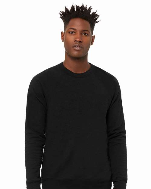 Unisex Sponge Fleece Raglan Crewneck Sweatshirt BELLA + CANVAS Black Heather