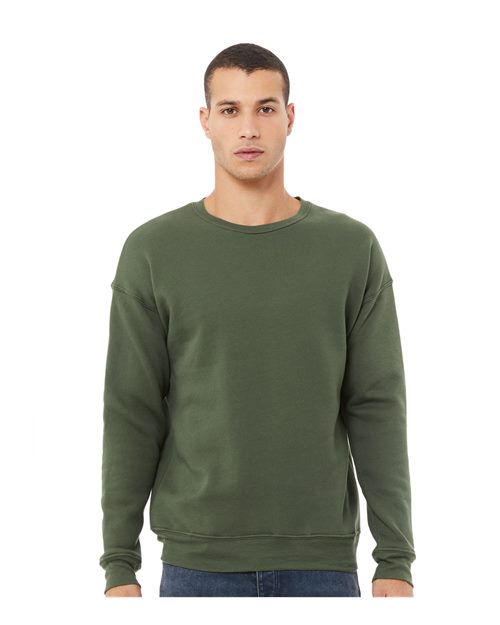 Unisex Sponge Fleece Drop Shoulder Crewneck Sweatshirt BELLA + CANVAS Military Green